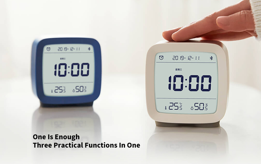CGD1 Mini Multifunction Bluetooth Alarm Clock Temperature / Humidity Monitor Night Light - Blue Ivy