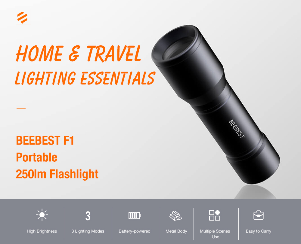 BEEBEST F1 Portable Mini 250lm Flashlight - Black