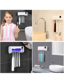 UV Toothbrush Holder USB Rechargeable 4 Toothbrush Sterilizer Holder Wall Mounte