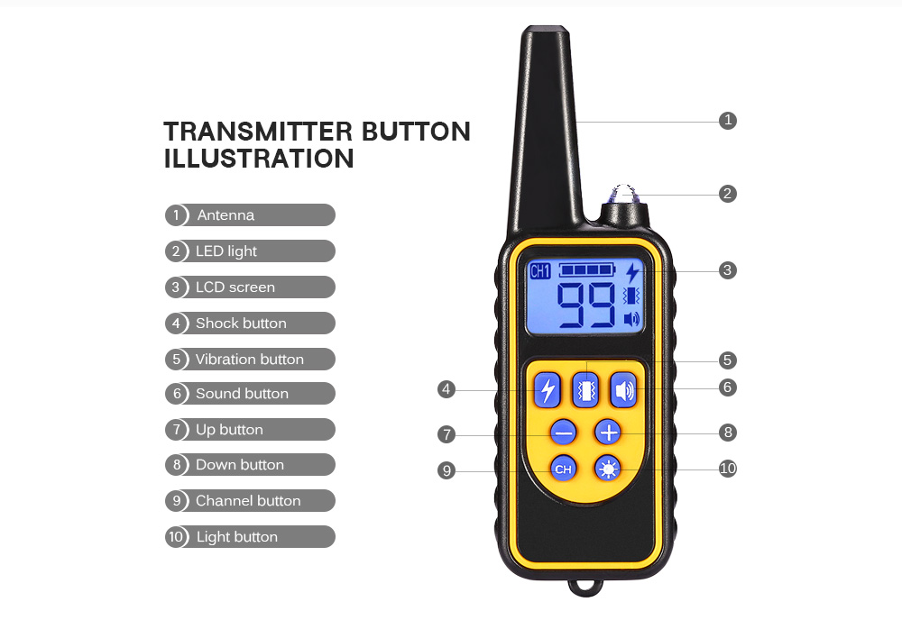 800m Waterproof Rechargeable Remote Control Dog Electric Training Collar with 2 Receivers