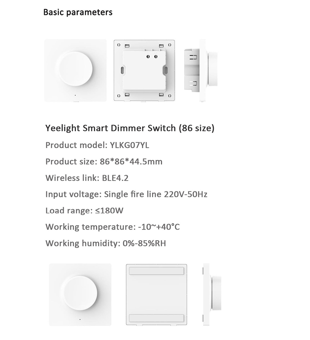 Yeelight Bluetooth Dimmer Switch Smart Controller 86 Boxes - White 86 Boxes