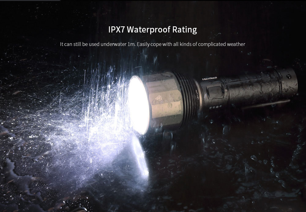 NEXTOOL LED Outdoor Powerful Light Flashlight Long Battery Life IPX7 Waterproof - Black