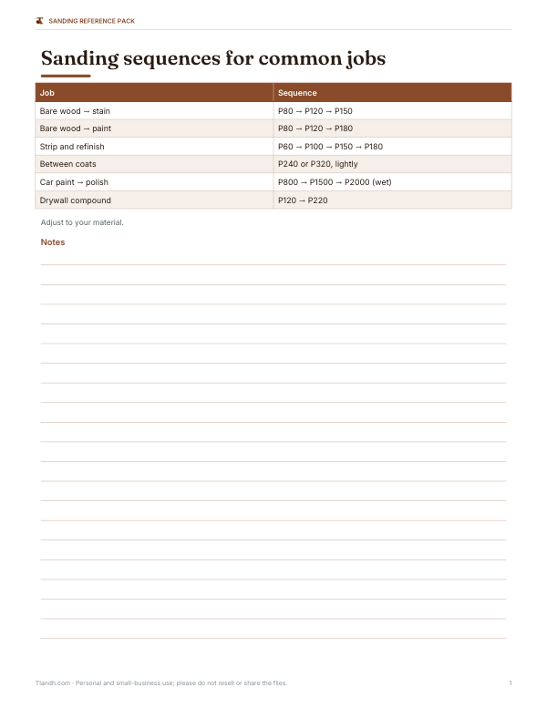 Preview of Printable Sanding Sequence Cards